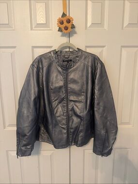 Basalini graphite (silver black tone) faux Leather Jacket